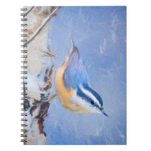 Red-Brested Nuthatch Painting Original Bird Art Anteckningsbok