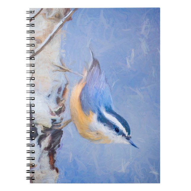 Red-Brested Nuthatch Painting Original Bird Art Anteckningsbok (Framsidan)