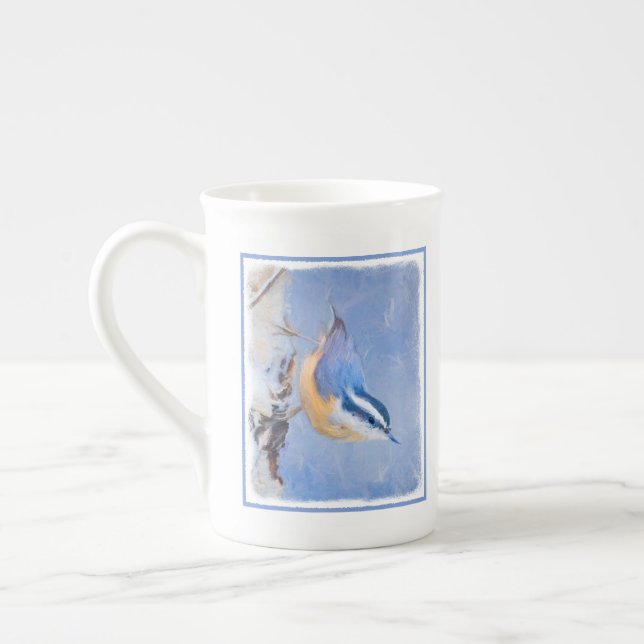 Red-Brested Nuthatch Painting Original Bird Art Benporslin Mugg (Vänster)