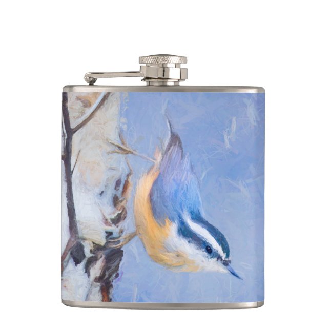 Red-Brested Nuthatch Painting Original Bird Art Fickplunta (Framsidan)