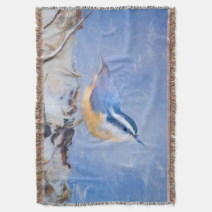 Red-Brested Nuthatch Painting Original Bird Art Filt