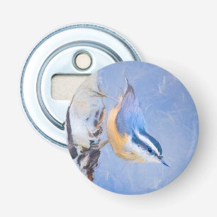 Red-Brested Nuthatch Painting Original Bird Art Flasköppnare