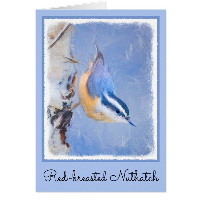 Red-Brested Nuthatch Painting Original Bird Art Hälsningskort (Framsidan)