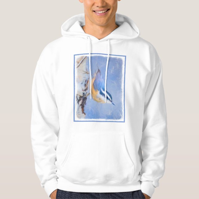 Red-Brested Nuthatch Painting Original Bird Art Hoodie (Framsida)
