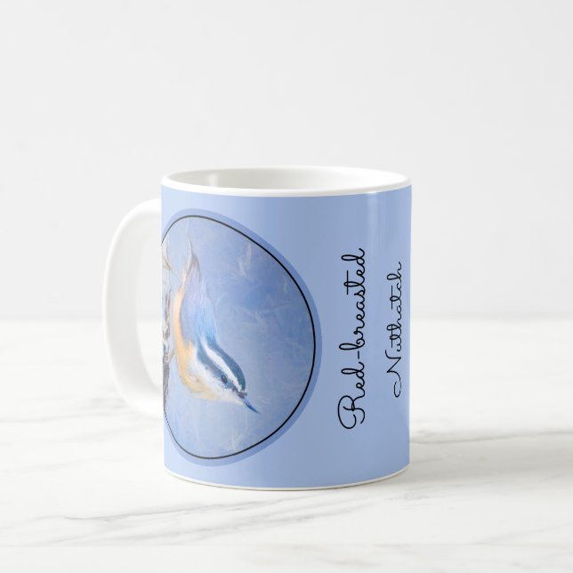 Red-Brested Nuthatch Painting Original Bird Art Kaffemugg (Framsida vänster)