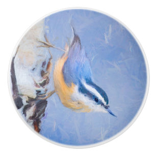 Red-Brested Nuthatch Painting Original Bird Art Knopp