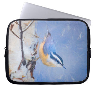 Red-Brested Nuthatch Painting Original Bird Art Laptop Fodral