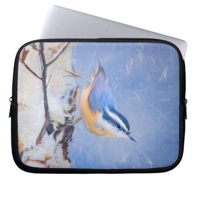 Red-Brested Nuthatch Painting Original Bird Art Laptop Fodral (Framsidan)