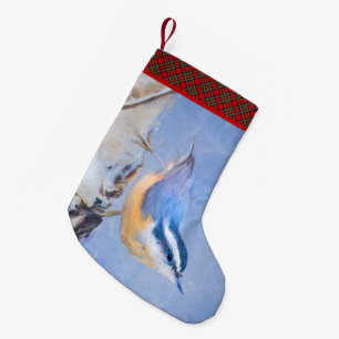 Red-Brested Nuthatch Painting Original Bird Art Liten Julstrumpa