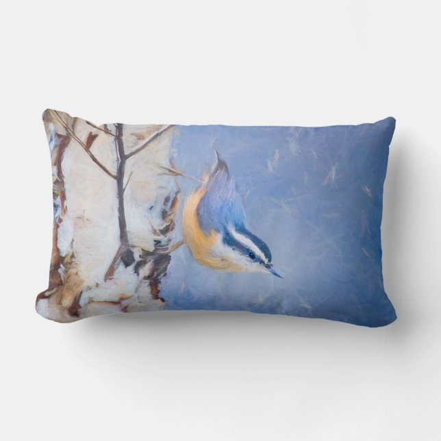 Red-Brested Nuthatch Painting Original Bird Art Lumbarkudde (Framsida)