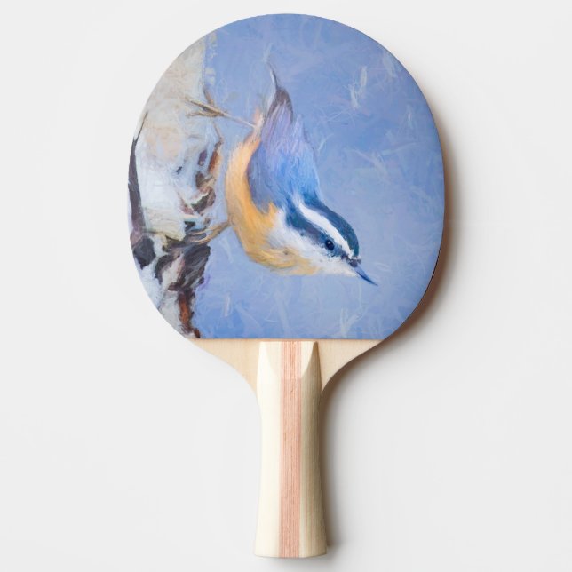 Red-Brested Nuthatch Painting Original Bird Art Pingisracket (Framsidan)