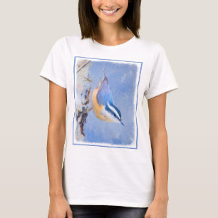 Red-Brested Nuthatch Painting Original Bird Art T Shirt