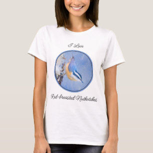 Red-Brested Nuthatch Painting Original Bird Art T Shirt