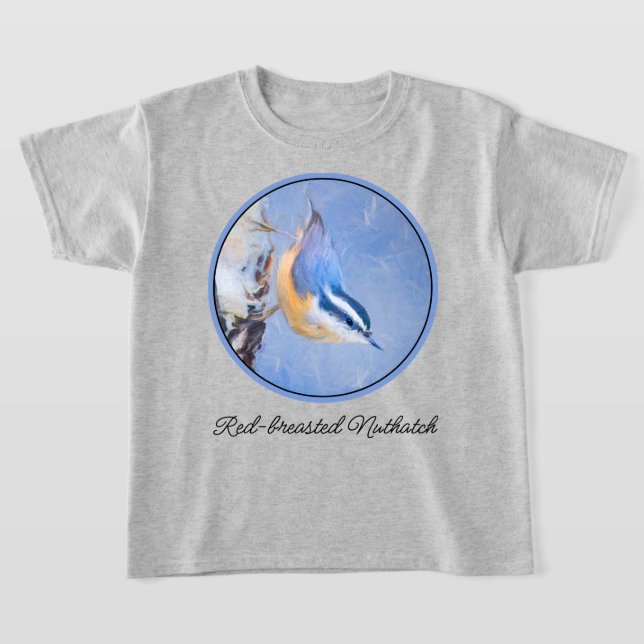 Red-Brested Nuthatch Painting Original Bird Art T Shirt (Laydown)