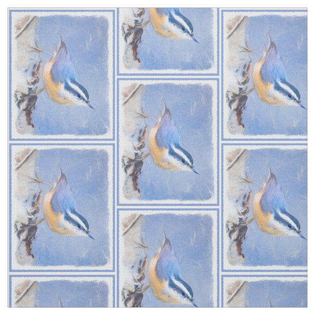 Red-Brested Nuthatch Painting Original Bird Art Tyg (Provkarta)