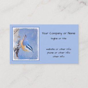 Red-Brested Nuthatch Painting Original Bird Art Visitkort