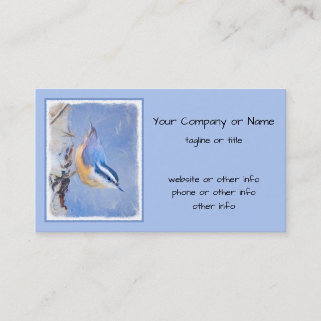 Red-Brested Nuthatch Painting Original Bird Art Visitkort (Framsida)