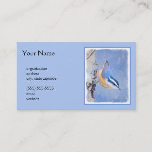 Red-Brested Nuthatch Painting Original Bird Art Visitkort