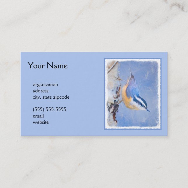 Red-Brested Nuthatch Painting Original Bird Art Visitkort (Framsida)
