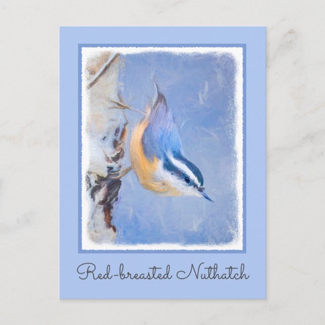 Red-Brested Nuthatch Painting Original Bird Art Vykort (Framsida)