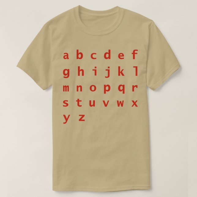 Red Brev Alphabet Typography T Shirt (Design framsida)