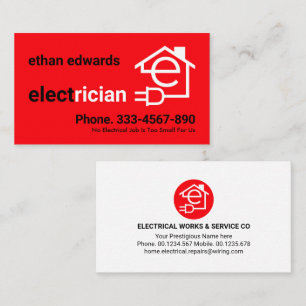 Red Brev-e Electrician Electrical Circuit Visitkort