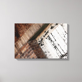 Red Brick and Distress White Wood Canvastryck