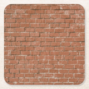 Red Brick Wall Rustic Underlägg Papper Kvadrat