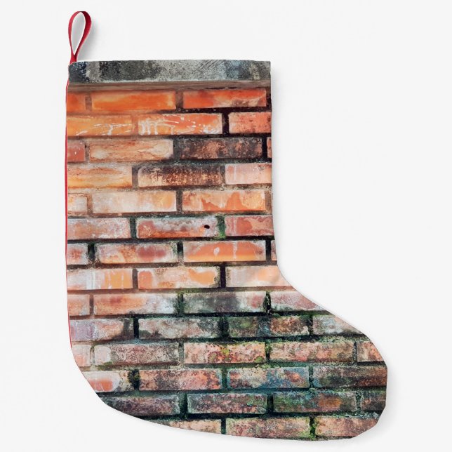 Red brick wall with stainsabstract,aged,architectu liten julstrumpa (Framsidan)