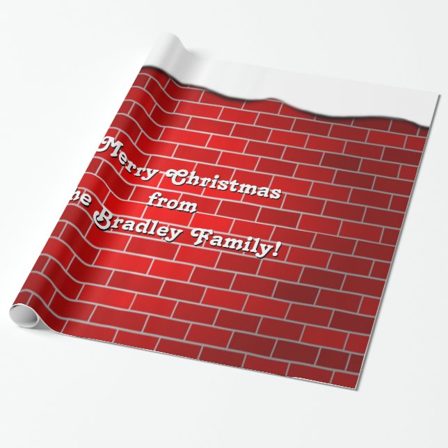 Red Brick with Snow Drift - Snowy Top Presentpapper (Utrullad)