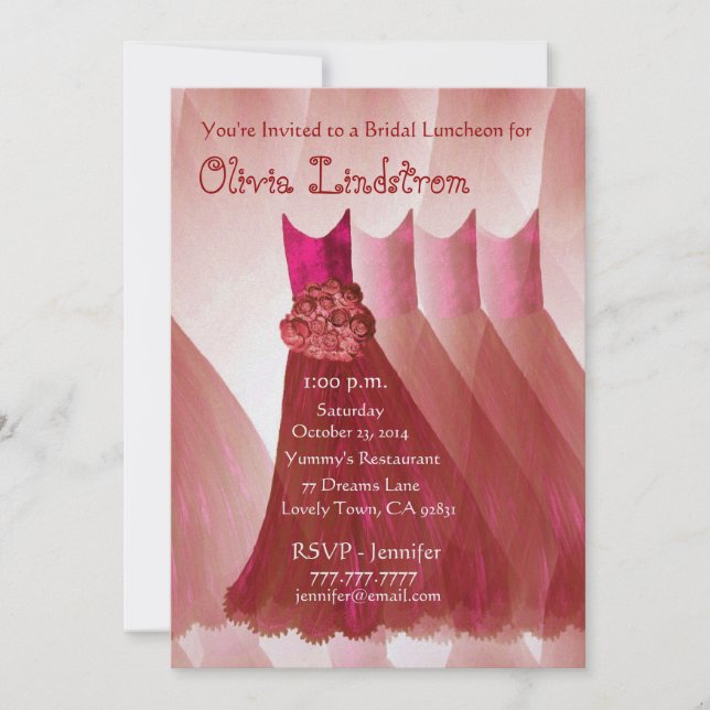 RED Bridesmaid Dacks Möhippa Luncheon-inbjudan Inbjudningar (Framsida)