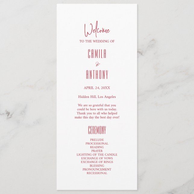 Red Bröllop Program (Framsida)