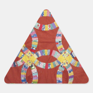 Red Bröllop Ring Quilt Triangelformat Klistermärke