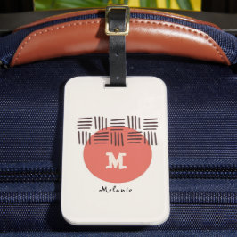 Red brown abstract aesthetic minimal Monogram Bagagebricka