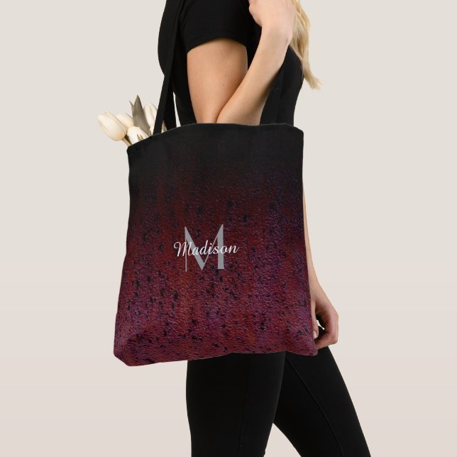 Red Brown Black Ombre Rust Metall Patina Monogram Tygkasse (Närbild)