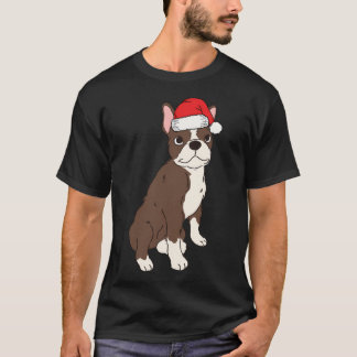 Red Brown Boston Terrier jul Santa Seal Bost T Shirt