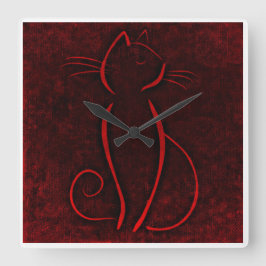 Red Brown Cat | Zazzle_Growshop Fyrkantig Klocka