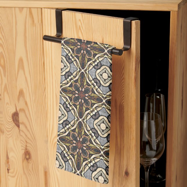 Red Brown Grått Ochre Hip Bohemian Bali Art Motif Kökshandduk (Thirds Fold)