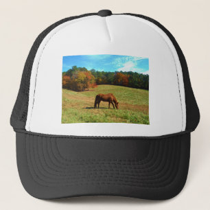 Red Brown horse, Teal Blå himmel Truckerkeps