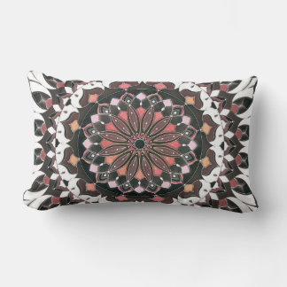 Red Brown Mandala Round Cushion Lumbarkudde