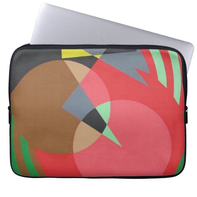 Red & Brown Modern Art Laptop Sleeve (Framsidan)