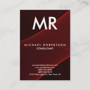 Red Brown Modern Monogram unikt Visitkort