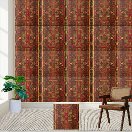 Red Brown och Guld African Tribal Mönster Tile Kakelplatta