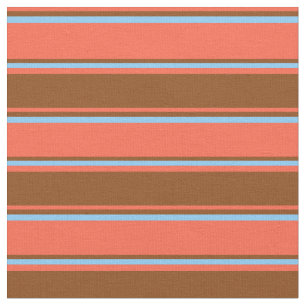 Red, Brown och Light Himlar Blue Linted Mönster Tyg
