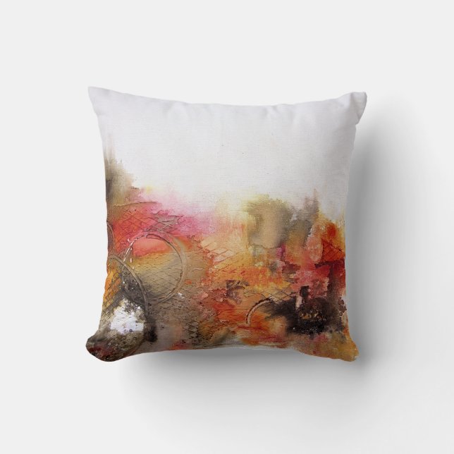 Red Brown Orange White Modern Abstrakt Art Kudde (Framsida)