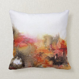 Red Brown Orange White Modern Abstrakt Art Kudde