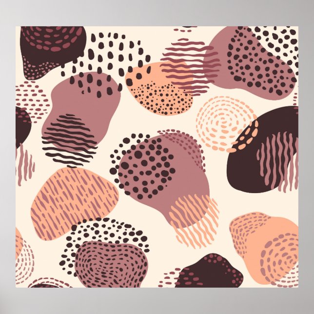 Red Brown Organic, Abstrakt Shapes. Poster (Framsidan)