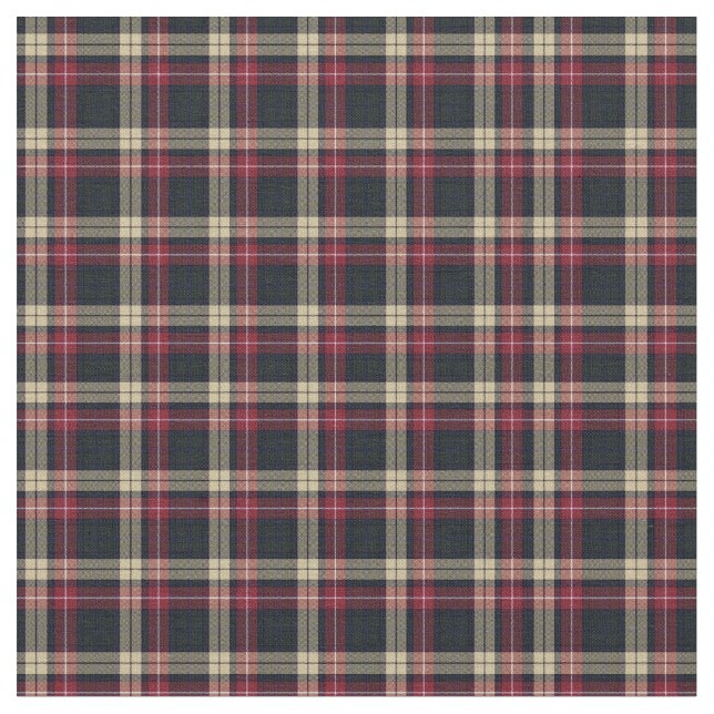 Red, Brown Play, Black Tartan, Mönster Design Tyg (Närbild)
