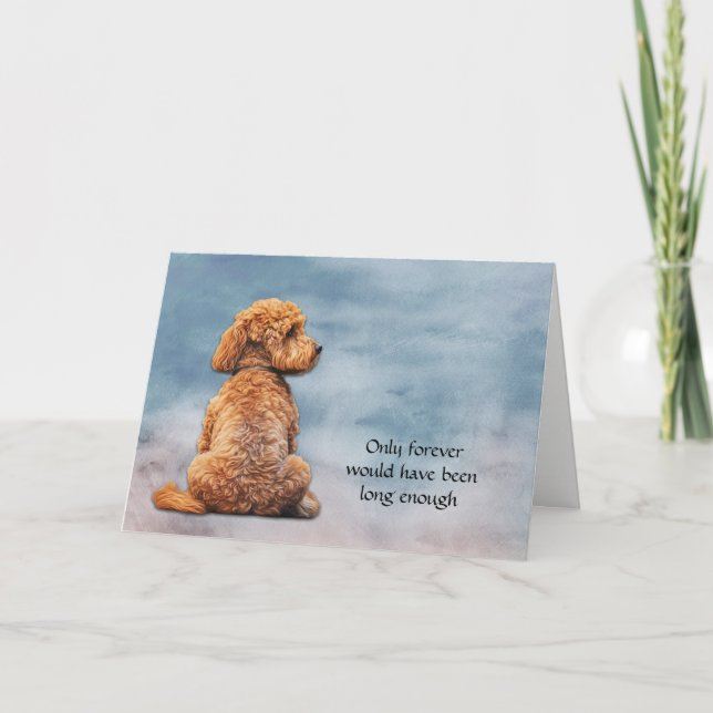 Red Brown Pudel Hund Loss Sympathy Card Helgkort (Framsida)