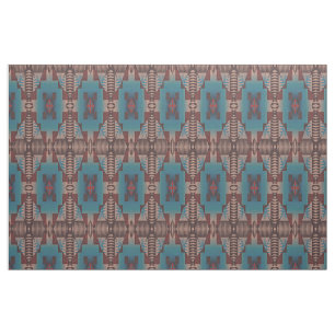 Red Brown Teal Blue Grönt Eclectic Ethnic look Tyg